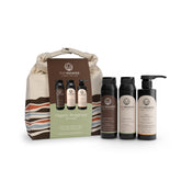 Everescents Organic Hair Care gift set with a drawstring bag on a white background