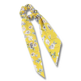 Yellow Floral Dot Satin Scarf Scrunchie
