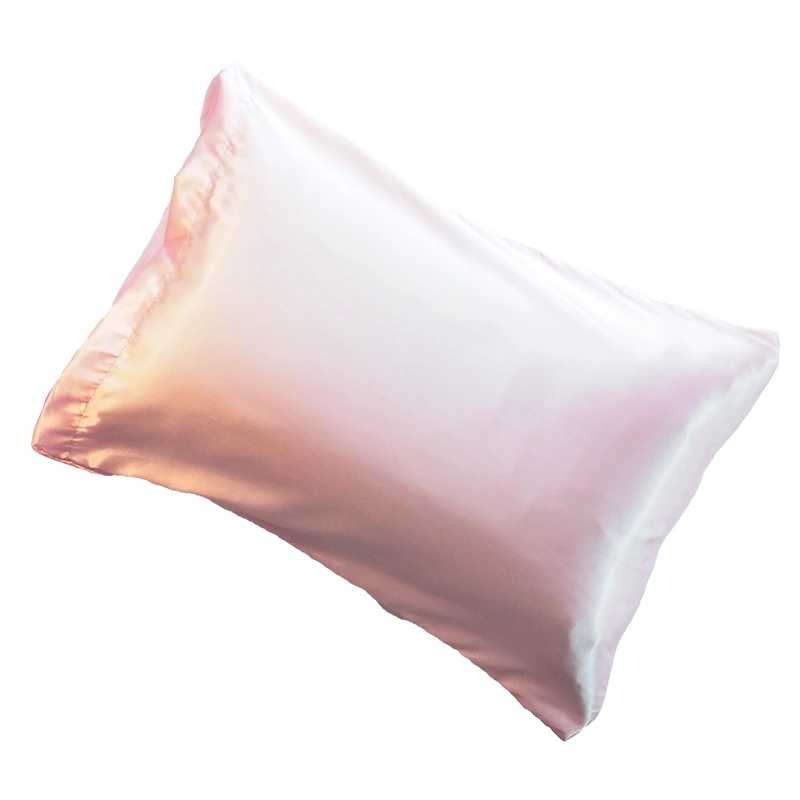 Silky pillowcase with gradient color on a white background