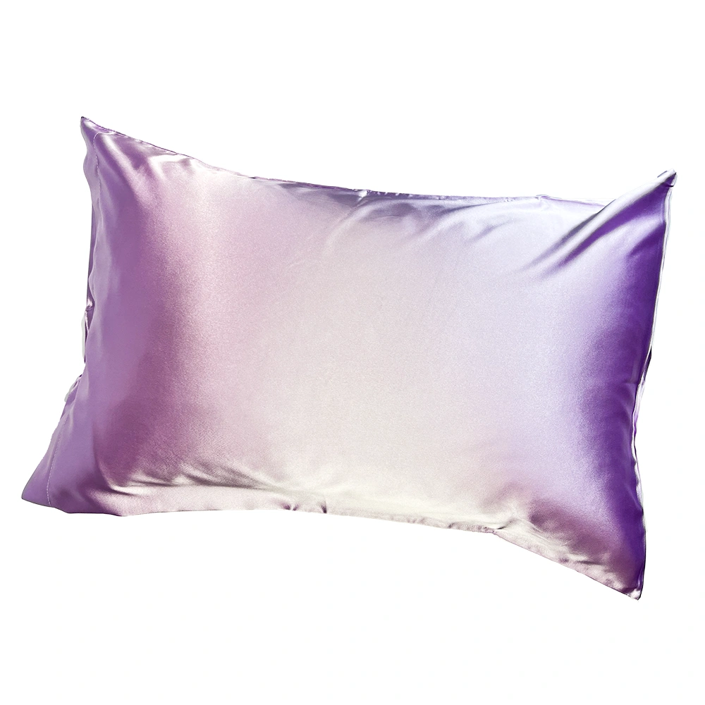 Silky pillowcase with gradient purple and white color on a white background