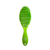 Green  curly hair brush on a white background