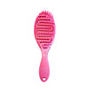 Pink curly  hairbrush on a white background