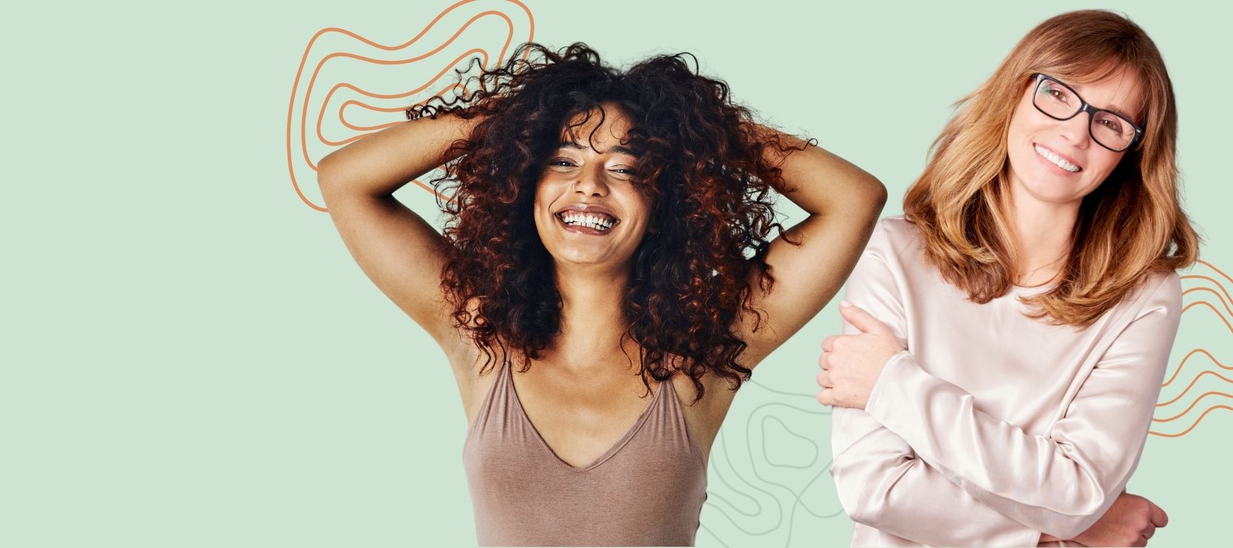 Two smiling women with different hair types and textures, representing Haircare Superstore's personalised salon and at-home hair care approach