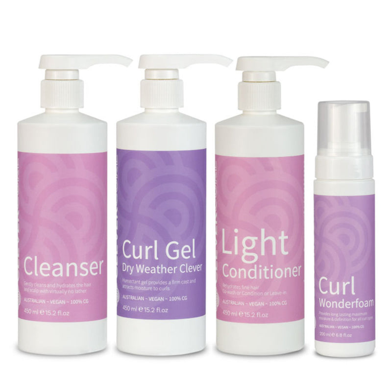 Clever Curl Cleanser, Dry Weather Gel, Light Conditioner and Wonder Foam Quad - Haircare Superstore